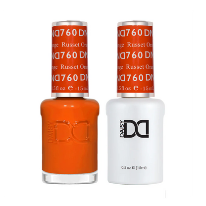 DND Russet Orange 760 gel and lacquer polish bottles, DND polish Canada