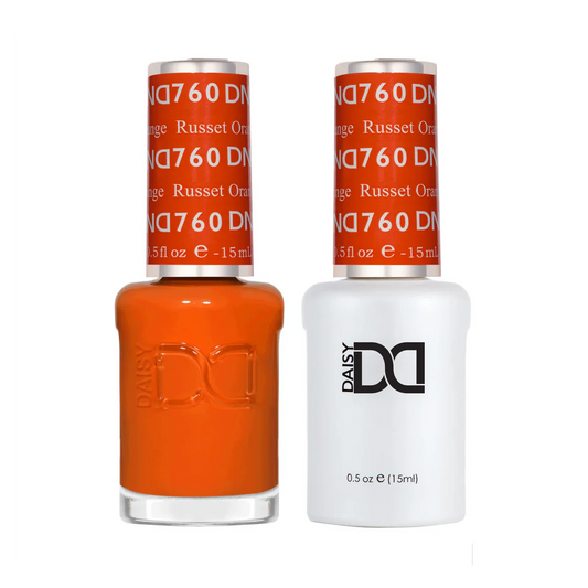 DND Russet Orange 760 gel and lacquer polish bottles, DND polish Canada