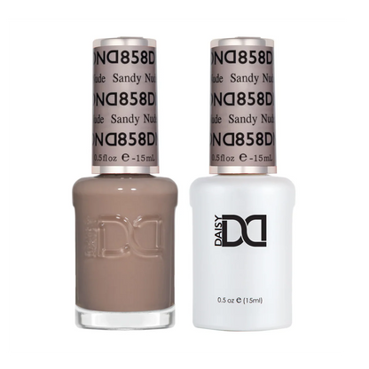 DND Sandy Nude 858 gel polish bottle, DND nail polish Canada, DND Gel Canada