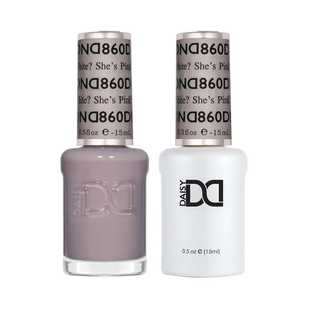 DND She’s White? She’s Pink? 860 soak-off gel and lacquer polish bottles, DND gel polish Canada, DND nail polish Canada