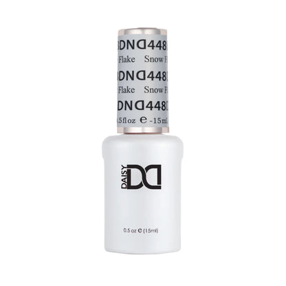 DND Snow Flake #448 gel polish bottle in a crisp snow white nail colour.