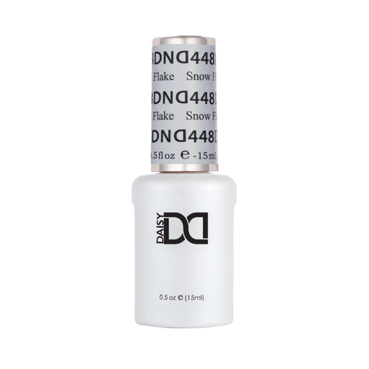 DND Snow Flake #448 gel polish bottle in a crisp snow white nail colour.