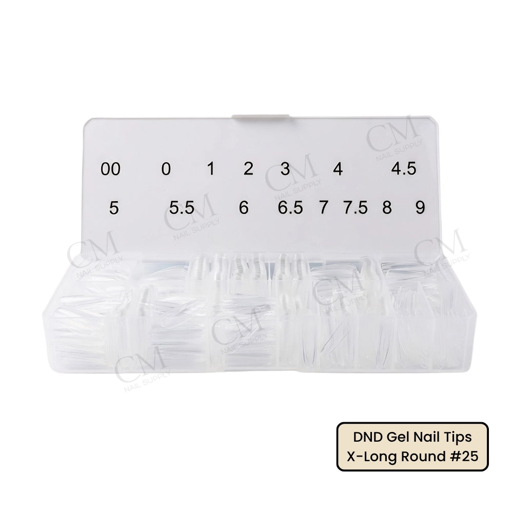 DND soft gel nail tips size chart with half sizes 4 4.5 5 5.5