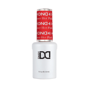 DND Summer Hot Pink #414 single gel polish bottle in jelly coral pink shade for professional nail use