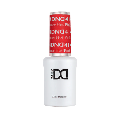 DND Summer Hot Pink #414 single gel polish bottle in jelly coral pink shade for professional nail use