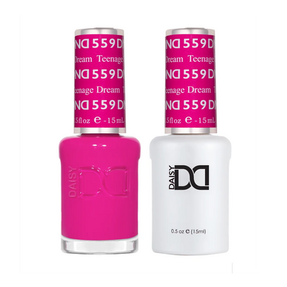 DND Teenage Dream #559 gel and lacquer duo set with both bottles shown together