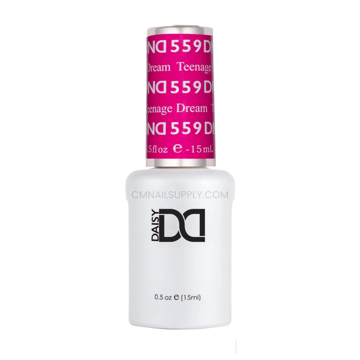 DND Teenage Dream #559 gel polish bottle in a chic neon cool toned pink