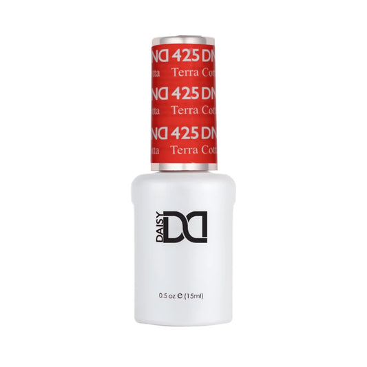 DND Terra Cotta #425 gel polish bottle in a warm earthy terra cotta shade.