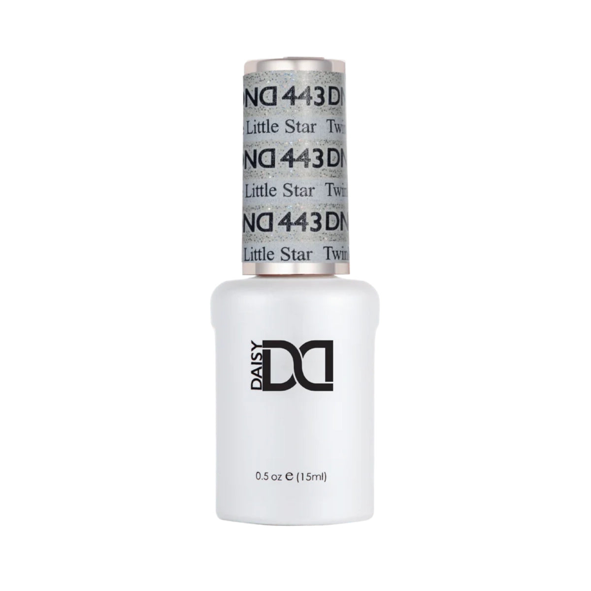 DND Twinkle Little Star #443 gel polish bottle in a sparkling star-inspired nail colour.