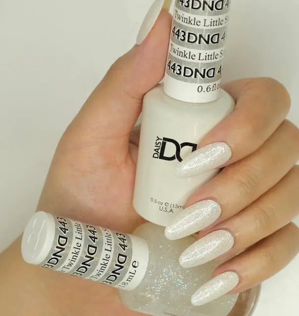 Manicure featuring DND Twinkle Little Star #443 with the matching Gel & Lacquer Duo.