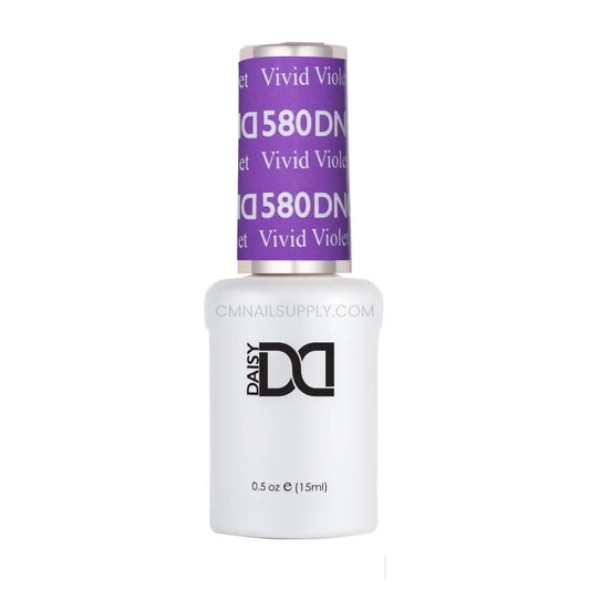 DND Vivid Violet #580 gel polish bottle in a vivid mid tone purple