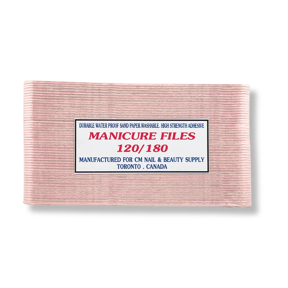 White and pink 120/190 grit nail file for shaping gel nails and smoothing surfaces