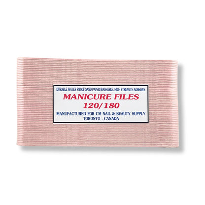 White and pink 120/190 grit nail file for shaping gel nails and smoothing surfaces