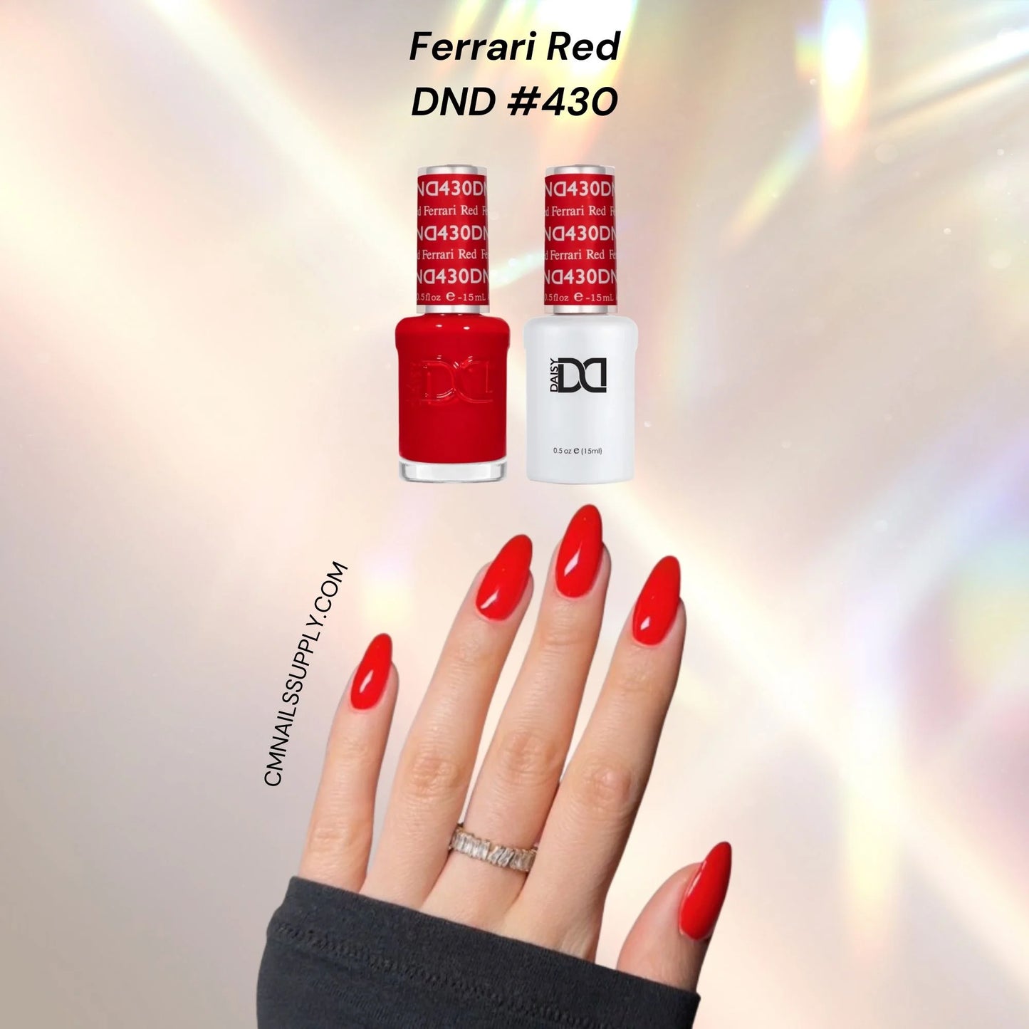 Ferrari Red DND professional gel polish only sold at CM Nails Supply as Master Distributor