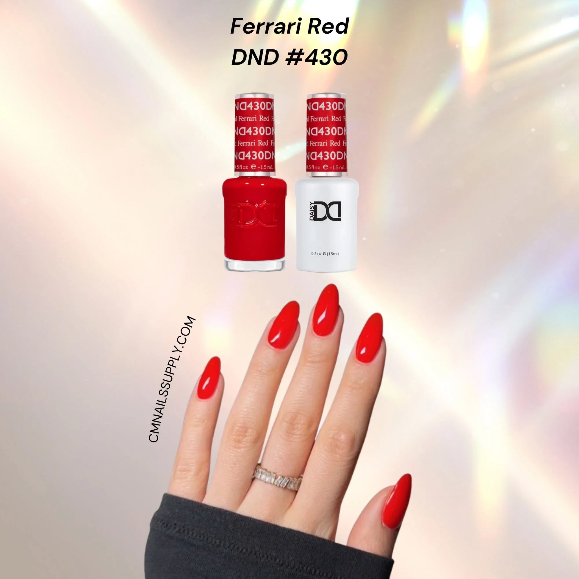 Ferrari Red DND professional gel polish only sold at CM Nails Supply as Master Distributor