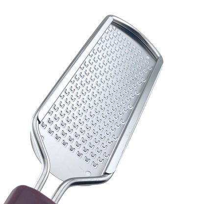 Back view of surgical steel foot file with blade replacement mechanism