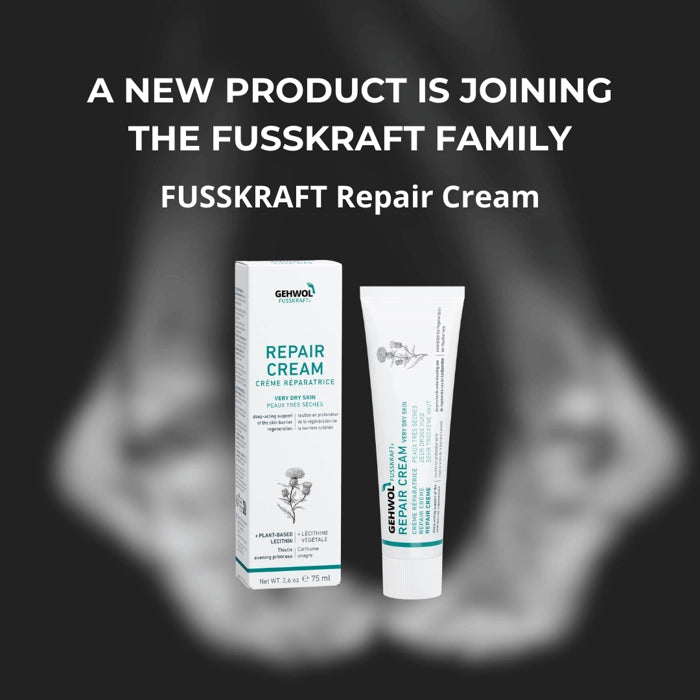 Fusskraft Repair Cream packaging with a blurred background