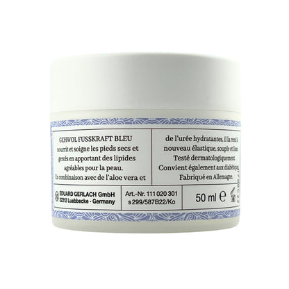 label of GEHWOL Blue Fusskraft foot lotion 1.7 oz for dry feet, available online in Canada
