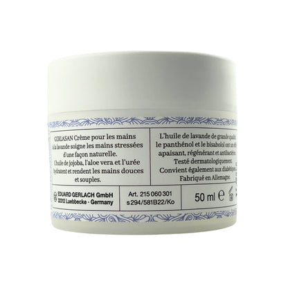 Gerlasan hand cream with lavender and jojoba oil for dry hands, available online in Canada