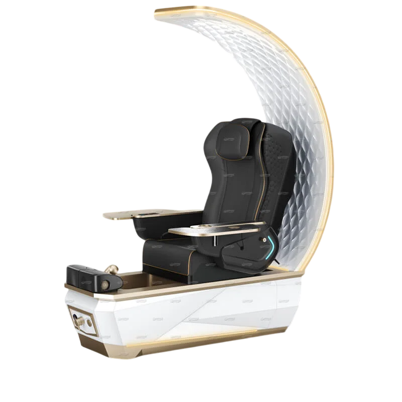 Gulfstream Avela Premium Spa pedicure chair with black 9690 massage chair and gold and white base