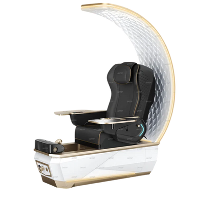 Gulfstream Avela Premium Spa pedicure chair with black 9690 massage chair and gold and white base