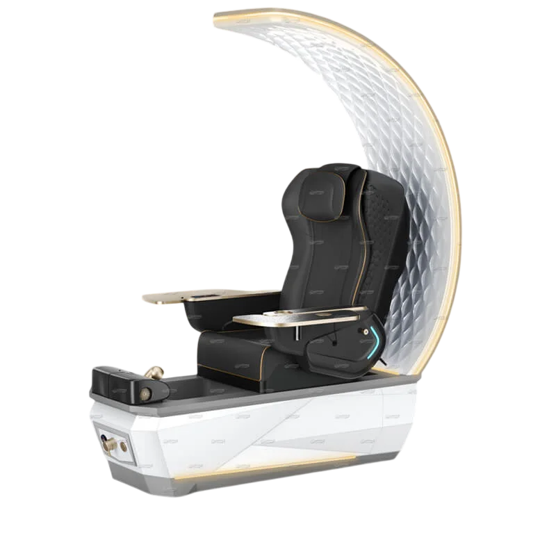Gulfstream Avela Premium Spa pedicure chair with black 9690 massage chair and grey and white base