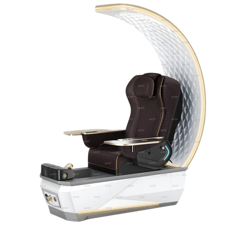 Gulfstream Avela Premium Spa pedicure chair with chocolate 9690 massage chair and grey and white base