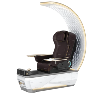 Gulfstream Avela Premium Spa pedicure chair with chocolate 9690 massage chair and grey and white base