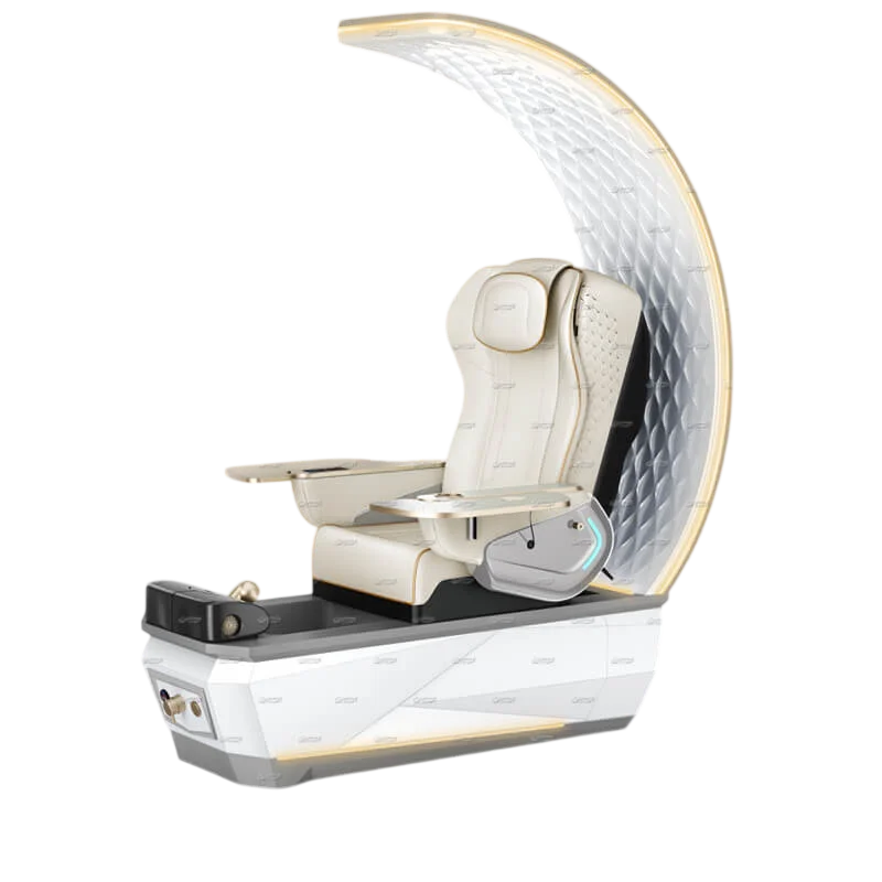 Gulfstream Avela Premium Spa pedicure chair with pearl white 9690 massage chair and grey and white base