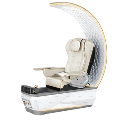 Gulfstream Avela Premium Spa pedicure chair with pearl white 9690 massage chair and grey and white base