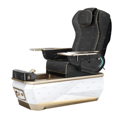 Gulfstream Avela Spa pedicure chair with black 9690 massage chair and gold and white base