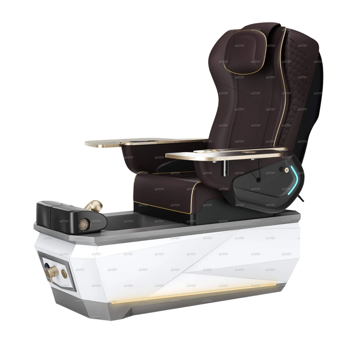 Gulfstream Avela Spa pedicure chair with chocolate 9690 massage chair and grey and white base