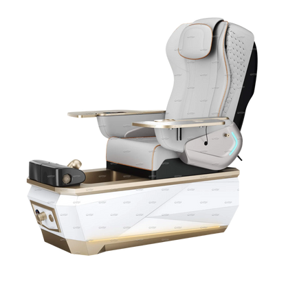 Gulfstream Avela Spa pedicure chair with grey 9690 massage chair and gold and white base