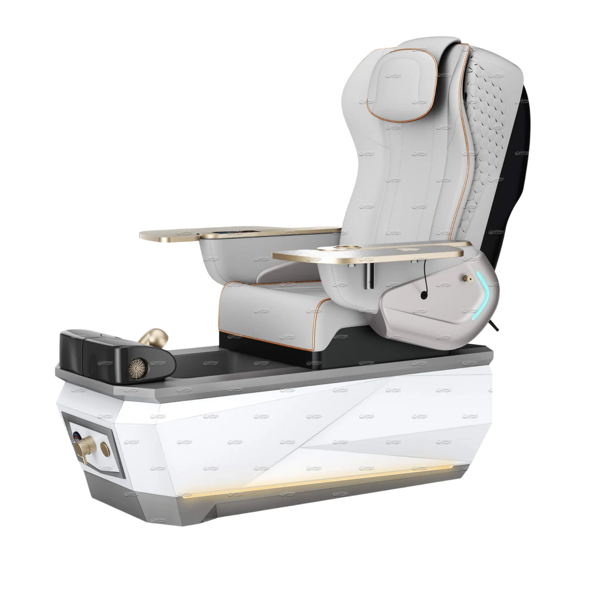 Gulfstream Avela Spa pedicure chair with grey 9690 massage chair and grey and white base