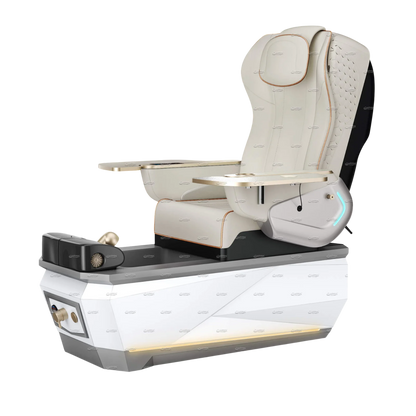 Gulfstream Avela Spa pedicure chair with pearl white 9690 massage chair and grey and white base