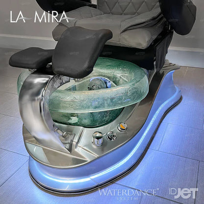 La Mira glass spa bowl pedicure chair with LED lighting system