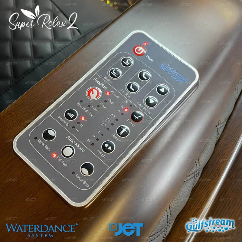 Super Relax 2 massage chair detail on the Gulfstream Maravilla Relax Spa