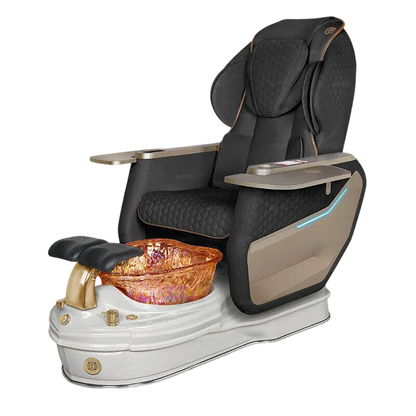 Gulfstream Super Relax 2 Spa pedicure chair with brown leather massage chair and white base