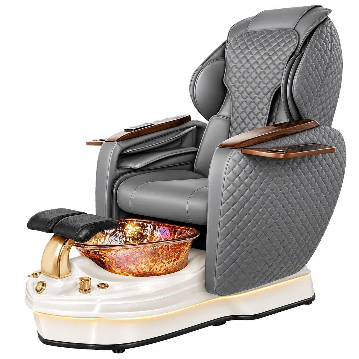 Gulfstream Super Relax 2 Spa pedicure chair with gray leather massage chair and white base