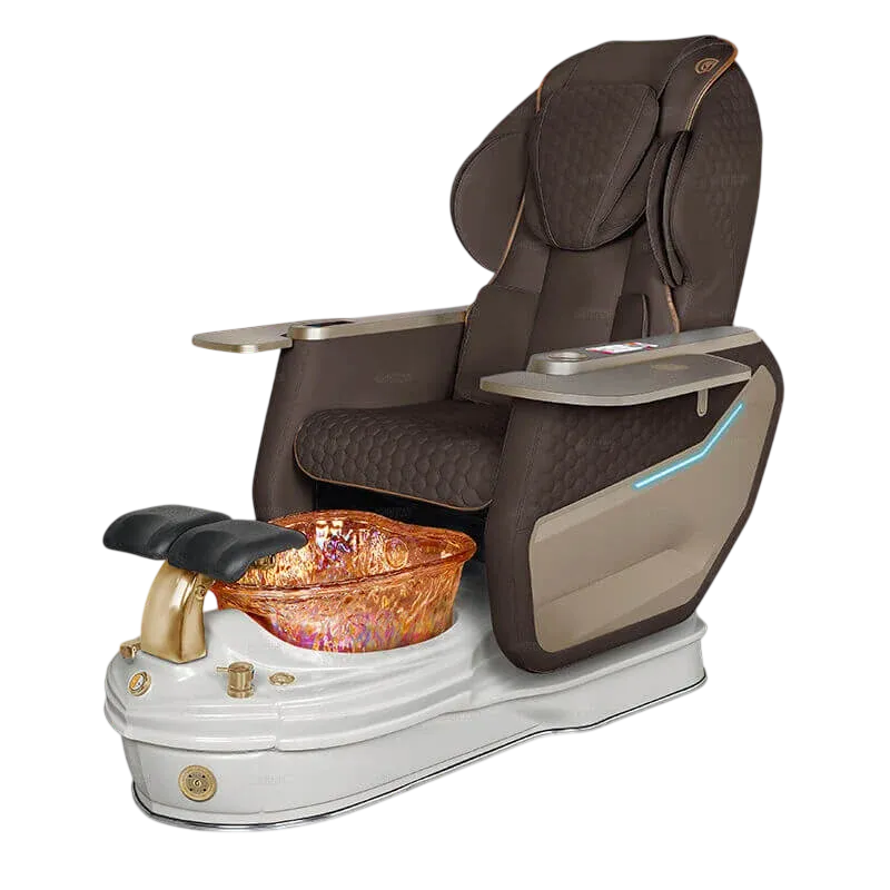 Gulfstream Super Relax 2 Spa pedicure chair with silver leather massage chair and white base