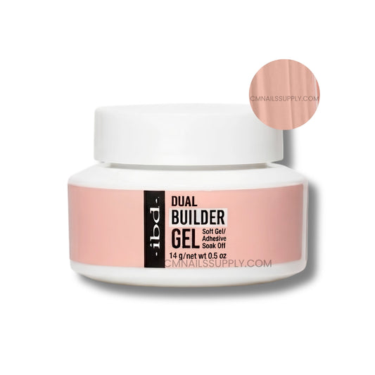 IBD Dual Builder Gel Barely Nude 0.5 oz jar product image for soft gel tip extensions and overlays