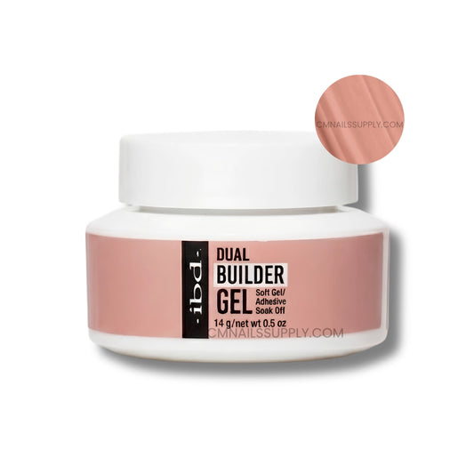 IBD Dual Builder Gel Warm Nude 0.5 oz jar product image for soft gel tip extensions and overlays