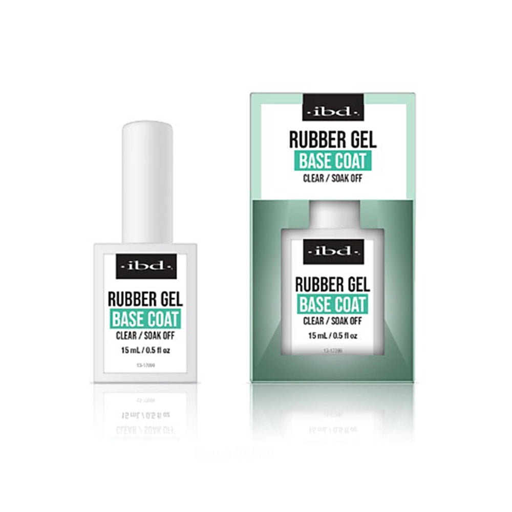Front view of the ibd rubber base coat professional bottle for gel manicures