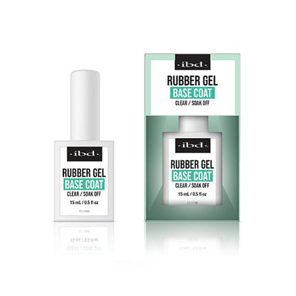 Front view of the ibd rubber base coat professional bottle for gel manicures