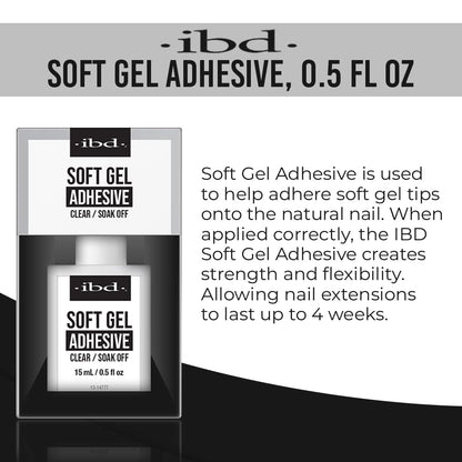 Soft gel adhesive LED curing nail product for salon extensions