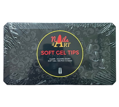 Clear Gel Tips | Coffin | Stiletto | Oval | Square | Almond | Lipstick | Toe Tip | Soft Gel Tips | Nails & Art | Jumbo Box of 600 tips - CM Nails & Beauty Supply