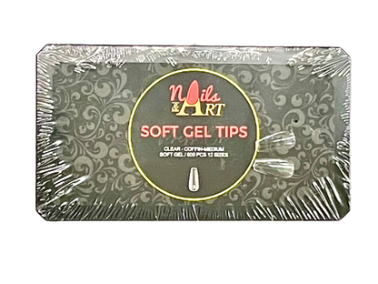 Clear Gel Tips | Coffin | Stiletto | Oval | Square | Almond | Lipstick | Toe Tip | Soft Gel Tips | Nails & Art | Jumbo Box of 600 tips - CM Nails & Beauty Supply