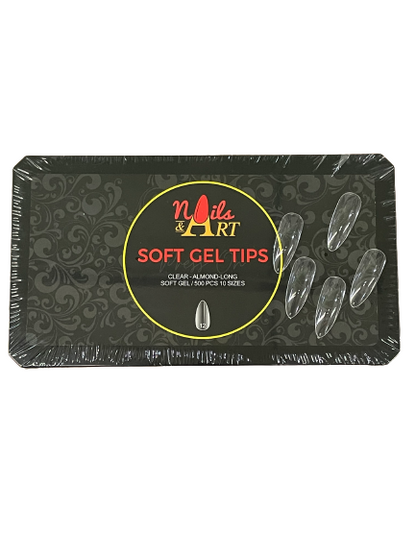 Clear Gel Tips | Coffin | Stiletto | Oval | Square | Almond | Lipstick | Toe Tip | Soft Gel Tips | Nails & Art | Jumbo Box of 600 tips - CM Nails & Beauty Supply
