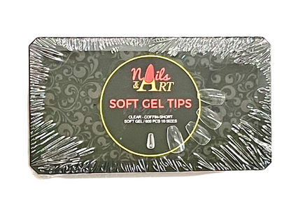 Clear Gel Tips | Coffin | Stiletto | Oval | Square | Almond | Lipstick | Toe Tip | Soft Gel Tips | Nails & Art | Jumbo Box of 600 tips - CM Nails & Beauty Supply