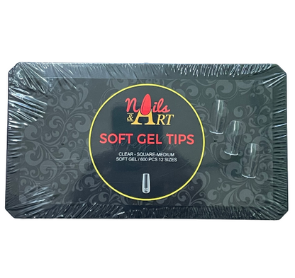 Clear Gel Tips | Coffin | Stiletto | Oval | Square | Almond | Lipstick | Toe Tip | Soft Gel Tips | Nails & Art | Jumbo Box of 600 tips - CM Nails & Beauty Supply